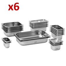 6x Stainless Steel Gastronorm